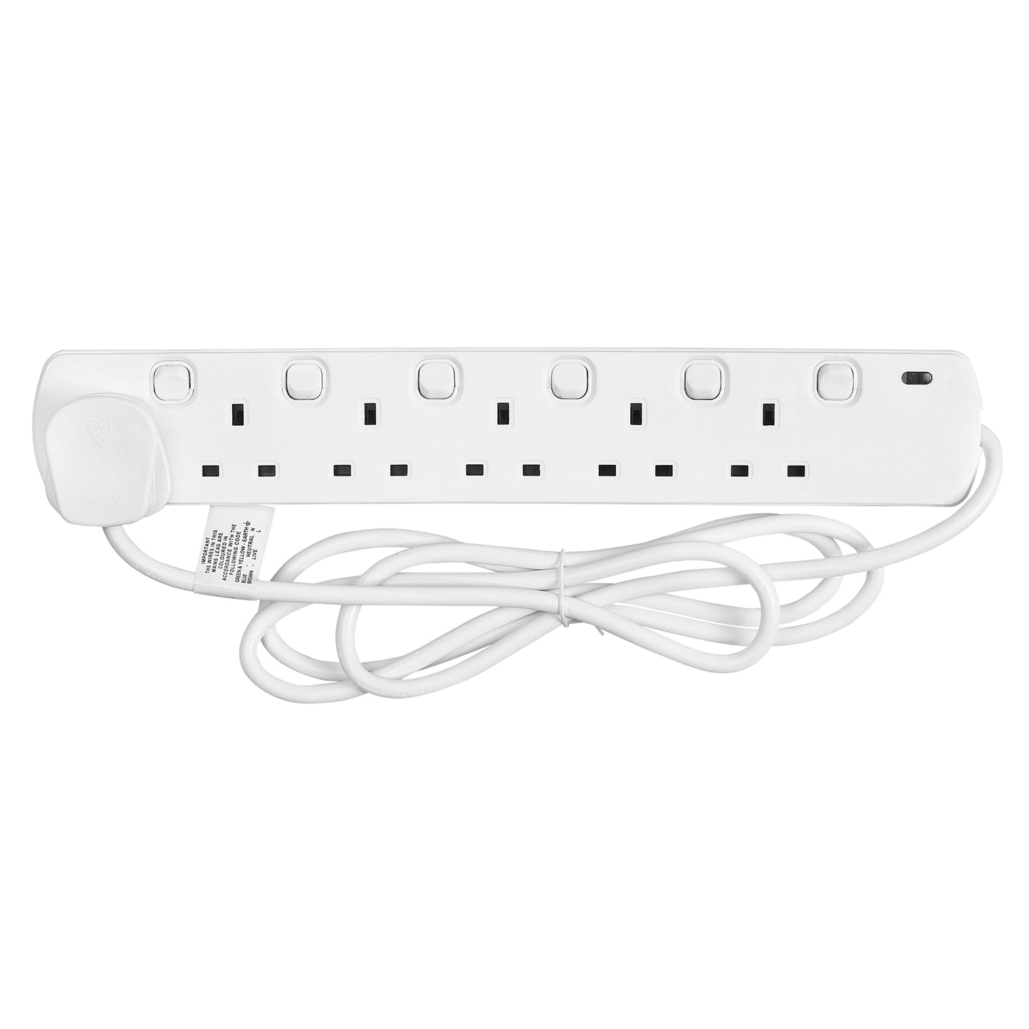 JEGS 6 GANG 2 METRE 13A INDIVIDUALLY SWITCHED