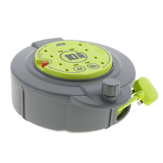 Jegs 10m 4 Socket 13A Cable Reel - H05VV-F 3G 1.25mm 10M Total Length