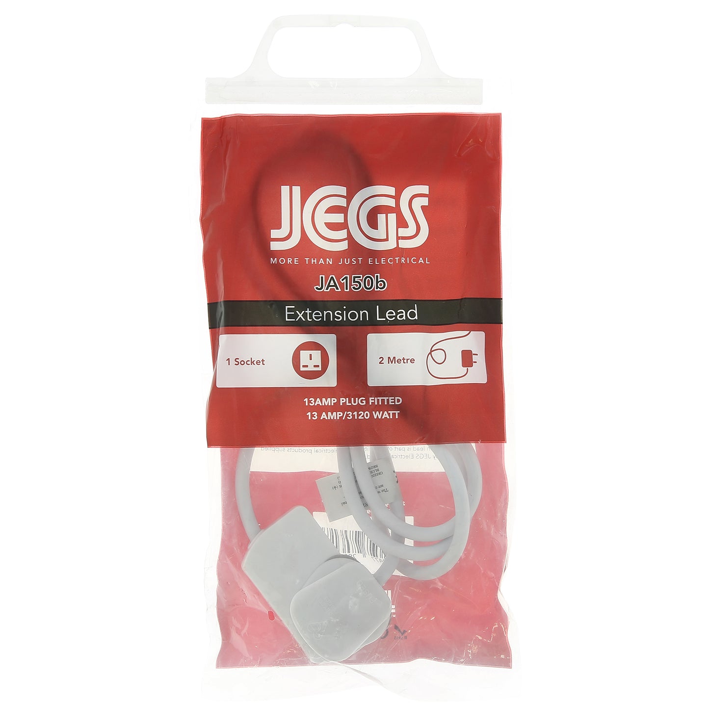 JEGS 1 GANG 2 METRE 13A EXTENSION LEAD