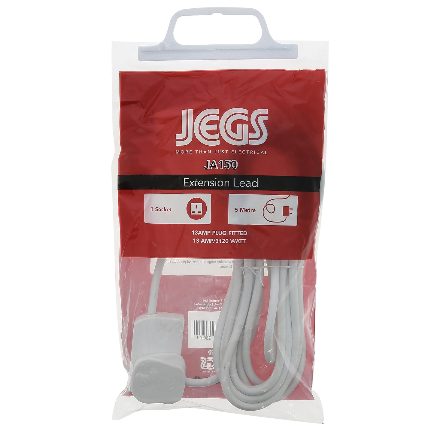 JEGS 1 GANG 1 METRE 13A EXTENSION LEAD