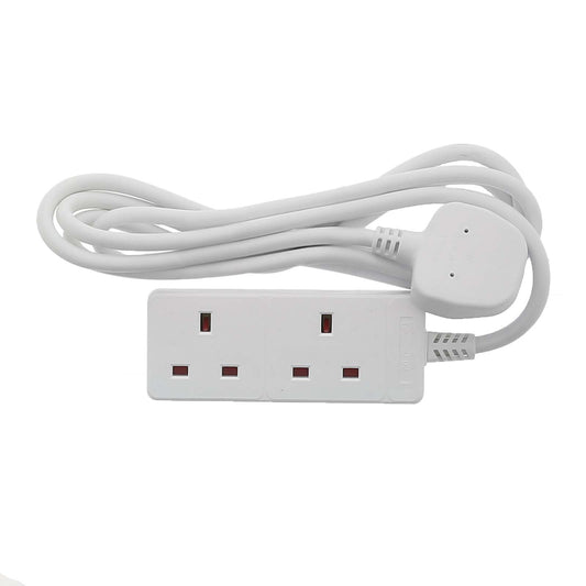 2 Gang 2 Metre Extension Lead - 13 Amp - 1mm Flex